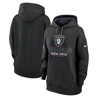 Women's Nike  Black Las Vegas Raiders 2024 NFL Crucial Catch Club Pullover Hoodie