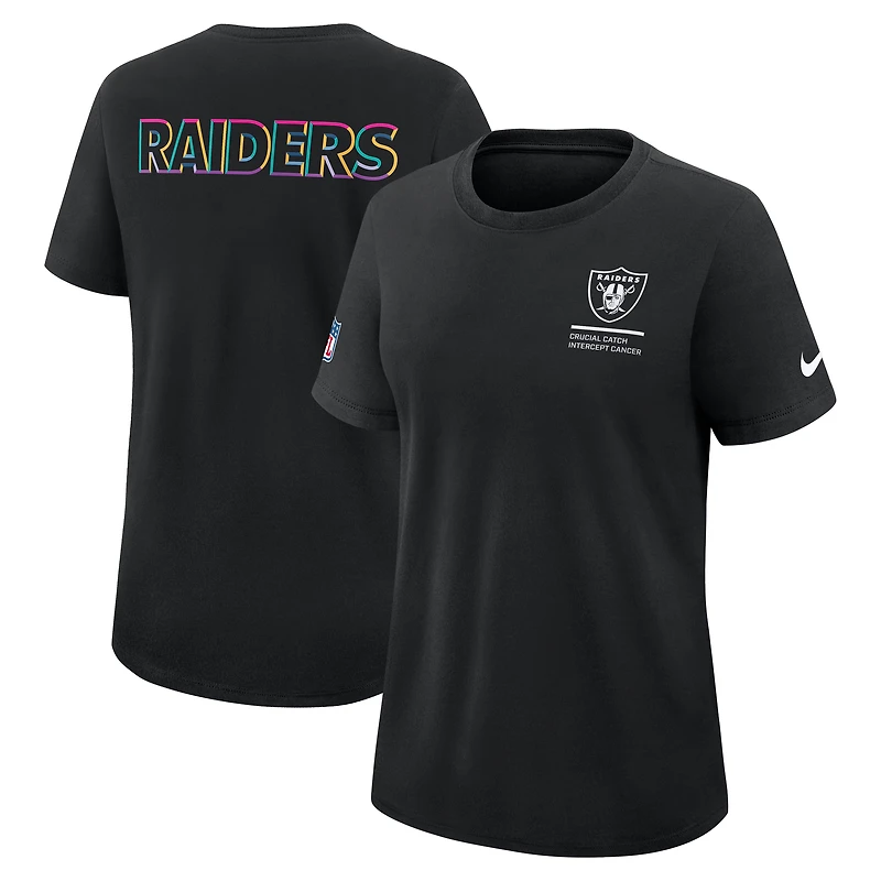 T-shirt Nike noir Las Vegas Raiders 2025 NFL Crucial Catch Tri-Blend Dri-FIT pour femme