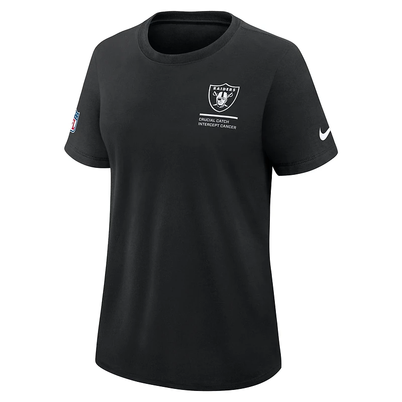 Women's Nike Black Las Vegas Raiders 2025 NFL Crucial Catch Tri-Blend Dri-FIT T-Shirt