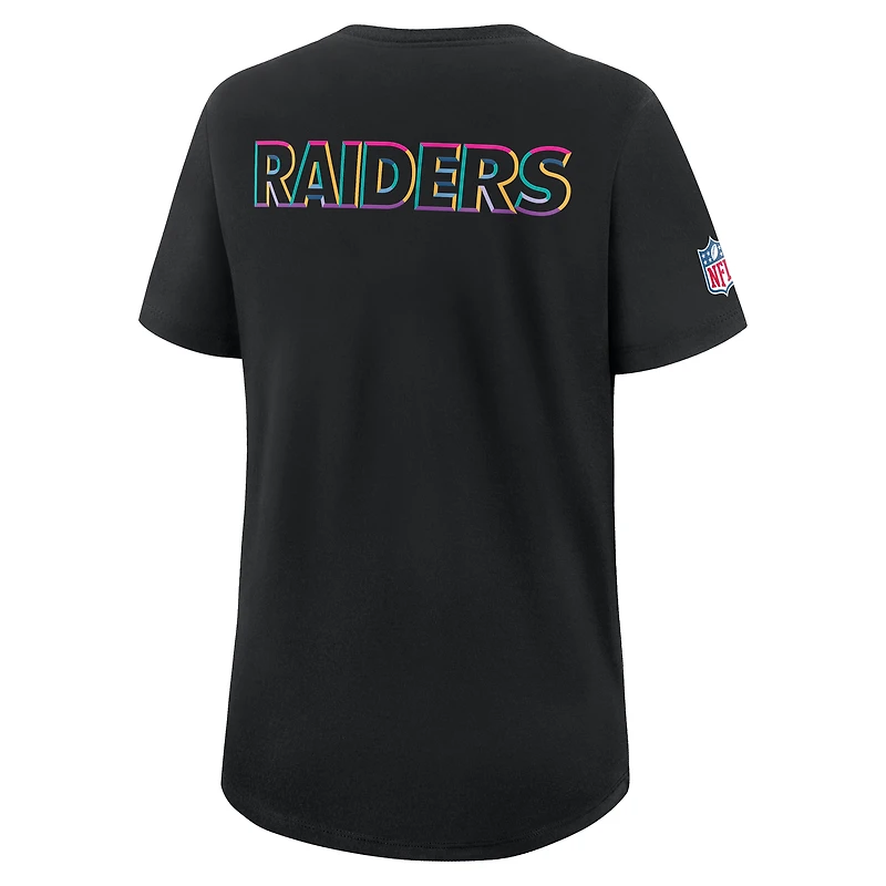 T-shirt Nike noir Las Vegas Raiders 2025 NFL Crucial Catch Tri-Blend Dri-FIT pour femme