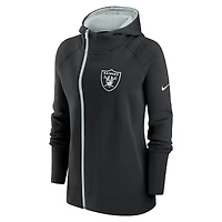 Sweat à capuche zippé asymétrique raglan Nike Las Vegas Raiders noir pour femme