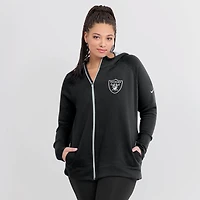 Sweat à capuche zippé asymétrique raglan Nike Las Vegas Raiders noir pour femme