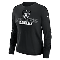 Women's Nike Black Las Vegas Raiders Modest Crop Performance Long Sleeve T-Shirt