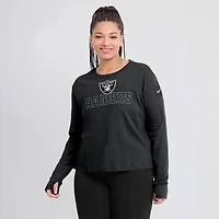 T-shirt à manches longues Nike Las Vegas Raiders Modest Crop Performance pour femme noir