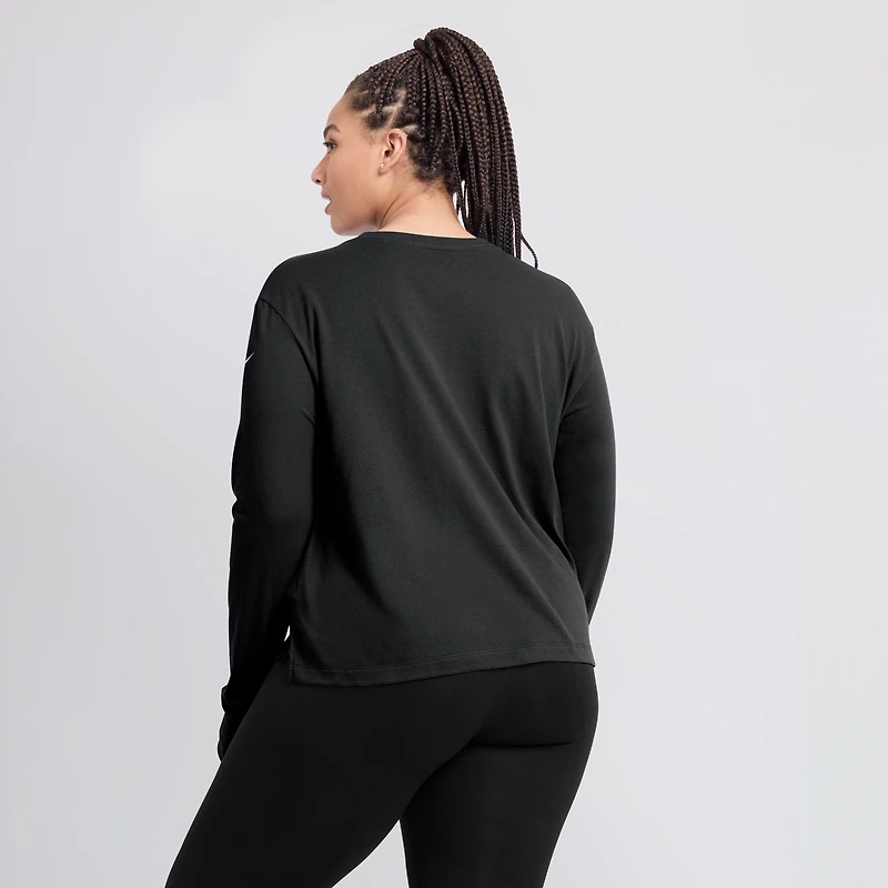 Women's Nike Black Las Vegas Raiders Modest Crop Performance Long Sleeve T-Shirt