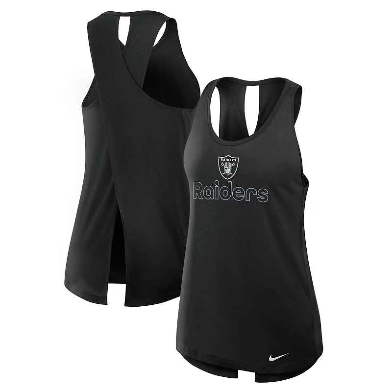 Women's Nike Black Las Vegas Raiders Open-Back Crisscross Dri-FIT Tank Top