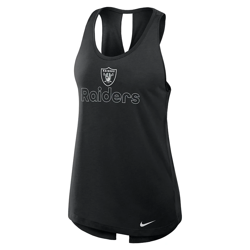 Women's Nike Black Las Vegas Raiders Open-Back Crisscross Dri-FIT Tank Top