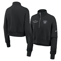 Sweat-shirt Nike noir à demi-zip pour femme des Raiders de Las Vegas Phoenix