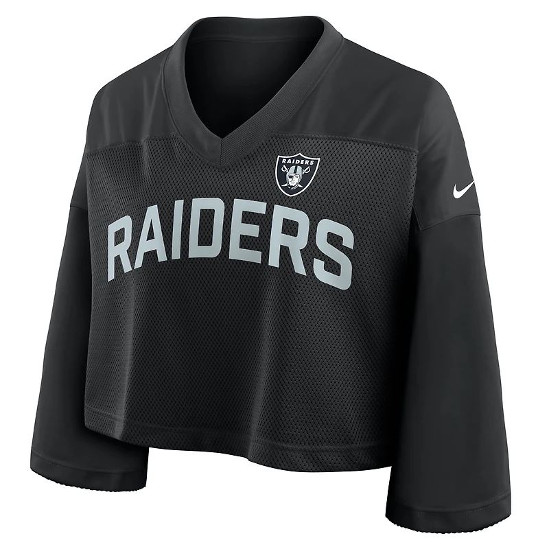 Maillot court Nike noir Las Vegas Raiders Primetime en maille Dri-FIT pour femme