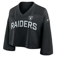 Women's Nike Black Las Vegas Raiders Primetime Cropped Mesh Dri-FIT Fashion Jersey