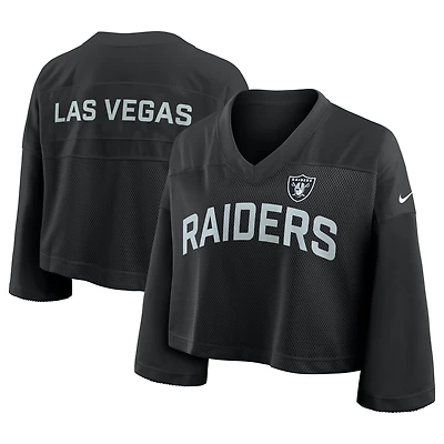 Maillot court Nike noir Las Vegas Raiders Primetime en maille Dri-FIT pour femme