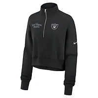 Sweat-shirt Nike noir à demi-zip pour femme des Las Vegas Raiders Primetime Phoenix
