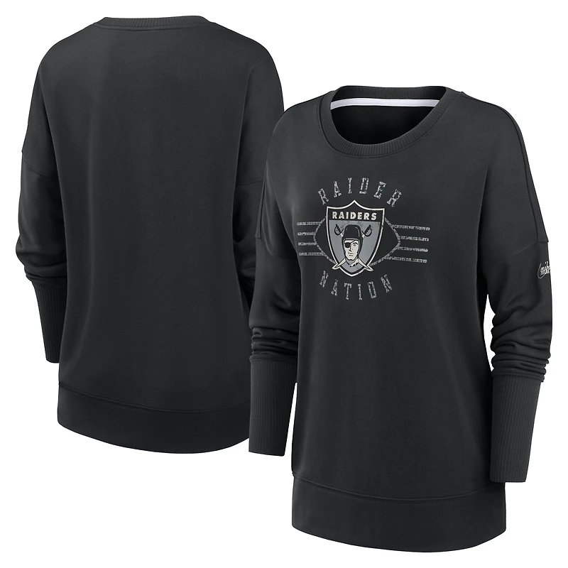 Sweat-shirt à capuche Nike noir pour femme, modèle Rewind Playback Icon, Las Vegas Raiders.