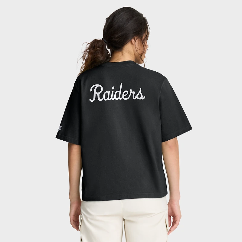 T-shirt Nike noir à poche carrée pour femme des Las Vegas Raiders