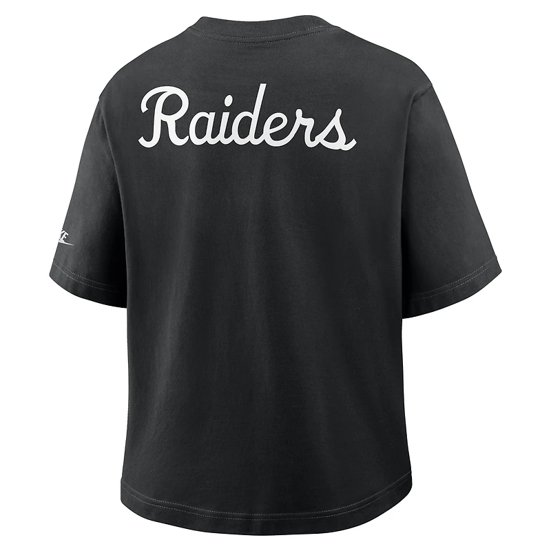 Women's Nike Black Las Vegas Raiders Rewind Pocket Boxy T-Shirt