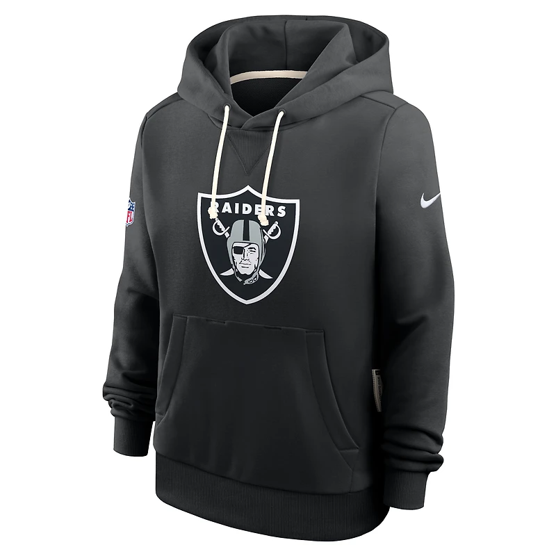 Sweat à capuche Nike noir Las Vegas Raiders Sideline Standard Issue Initial Home Dri-FIT pour femme