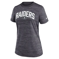 T-shirt Nike Las Vegas Raiders Sideline Velocity Lockup Performance noir pour femme
