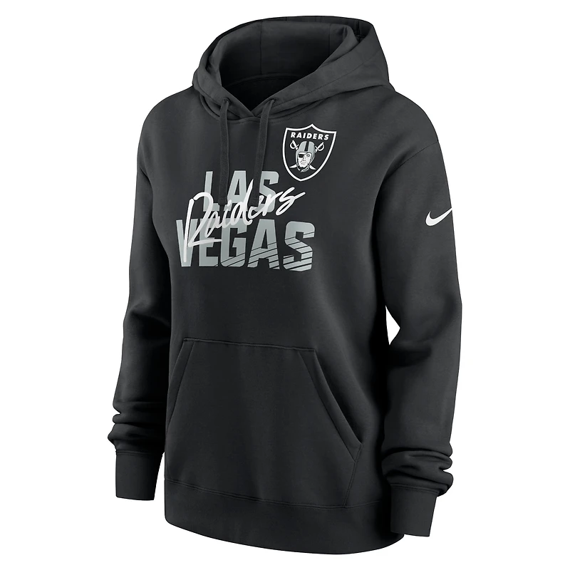 Women's Nike Black Las Vegas Raiders Wordmark Club Fleece Pullover Hoodie