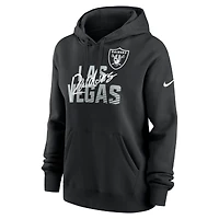 Women's Nike Black Las Vegas Raiders Wordmark Club Fleece Pullover Hoodie