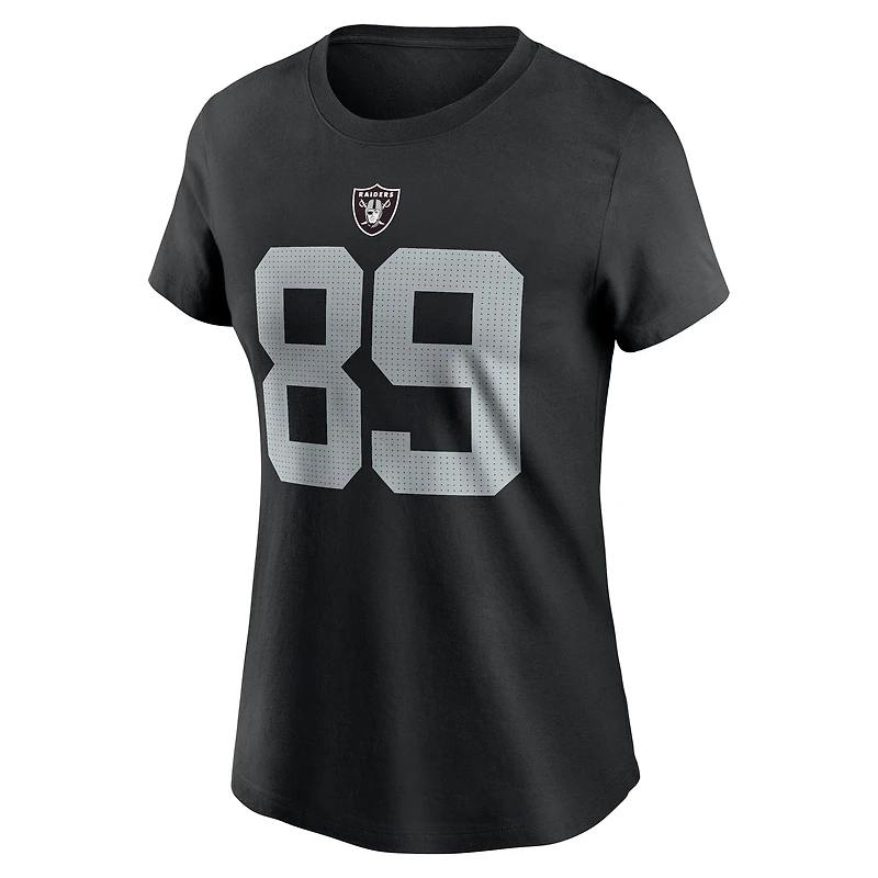 Women's Nike Brock Bowers Black Las Vegas Raiders  Player Name & Number T-Shirt
