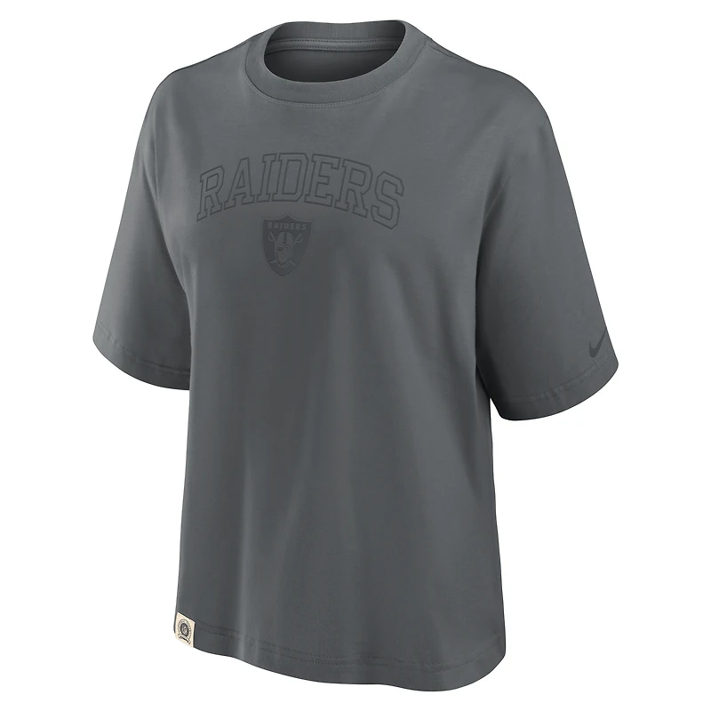 T-shirt Nike Glory Arch Boxy pour femme, couleur charbon, des Las Vegas Raiders