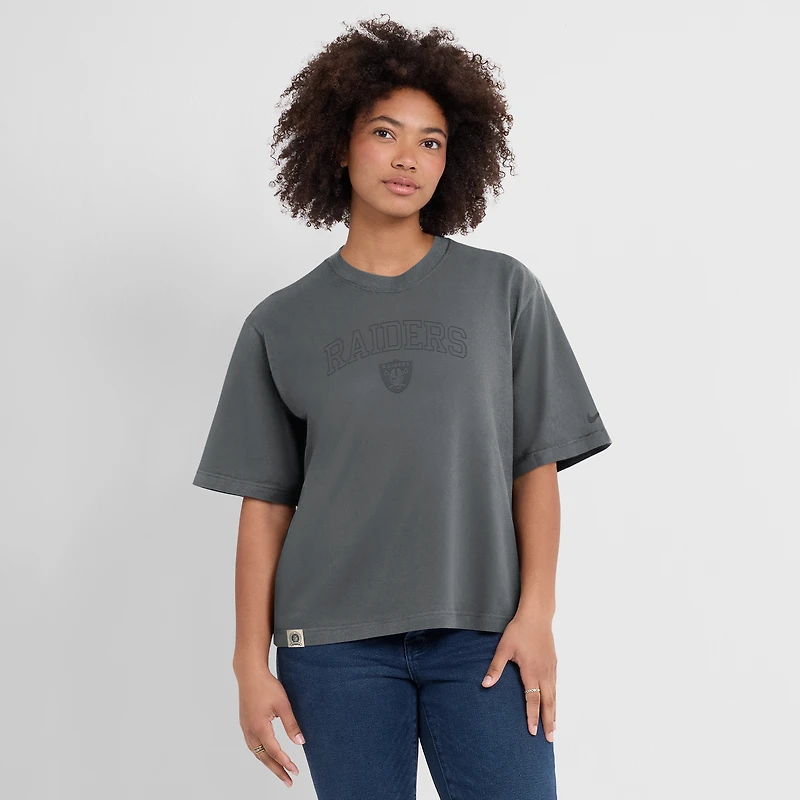 Women's Nike Charcoal Las Vegas Raiders Glory Arch Boxy T-Shirt