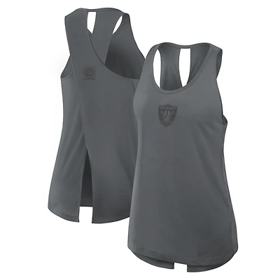 Women's Nike Charcoal Las Vegas Raiders Glory Open-Back Crisscross Dri-FIT Tank Top