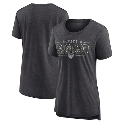 T-shirt à col rond Nike Charcoal Las Vegas Raiders Vintage Graphic Tri-Blend pour femme