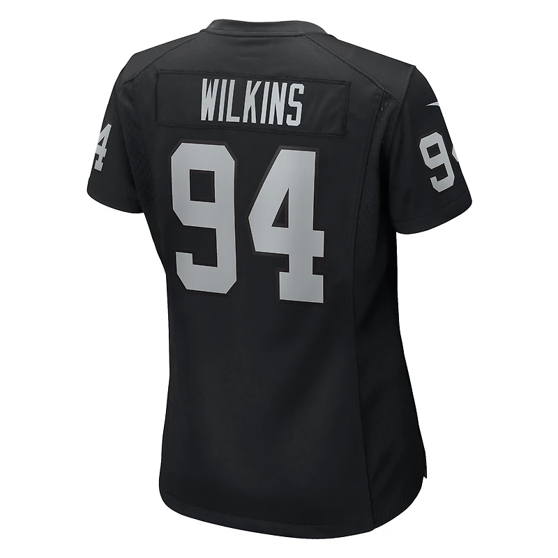 Maillot de match Nike Christian Wilkins noir pour femme des Las Vegas Raiders