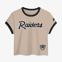 T-shirt court Nike crème pour femme, modèle Las Vegas Raiders Rewind Ringer Mod