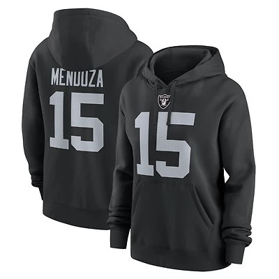 Sweat à capuche polaire Nike Fernando Mendoza noir pour femme, avec nom et numéro du joueur des Las Vegas Raiders