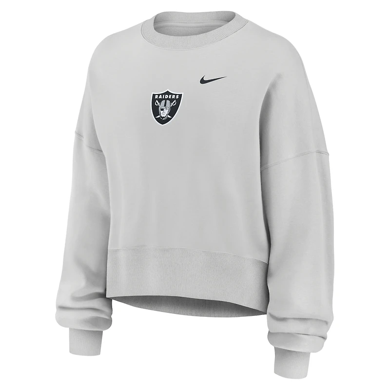 Women's Nike Gray Las Vegas Raiders Oversized Primetime Phoenix Fleece Sweatshirt