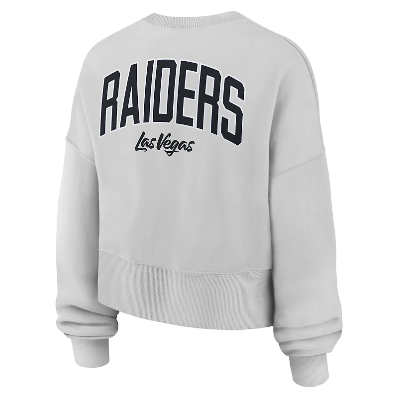 Women's Nike Gray Las Vegas Raiders Oversized Primetime Phoenix Fleece Sweatshirt