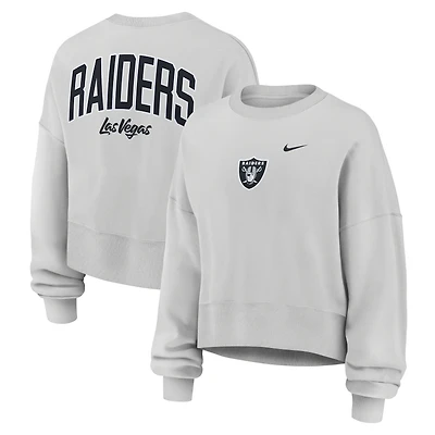 Sweat-shirt polaire surdimensionné Nike Primetime Phoenix gris pour femme, Las Vegas Raiders