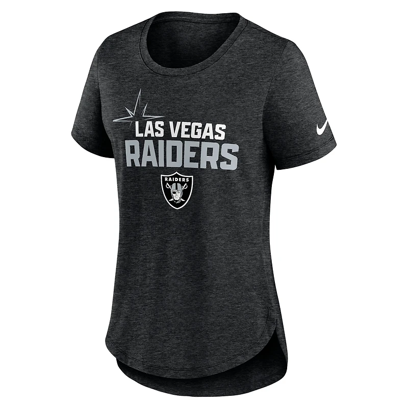 Women's Nike Heather Black Las Vegas Raiders Local Fashion Tri-Blend T-Shirt