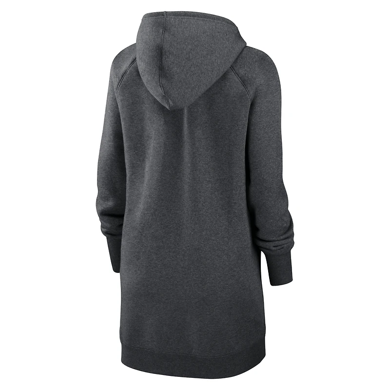 Women's Nike Heather Charcoal Las Vegas Raiders Oversized Fleece Raglan Hoodie Dress