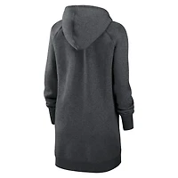 Women's Nike Heather Charcoal Las Vegas Raiders Oversized Fleece Raglan Hoodie Dress