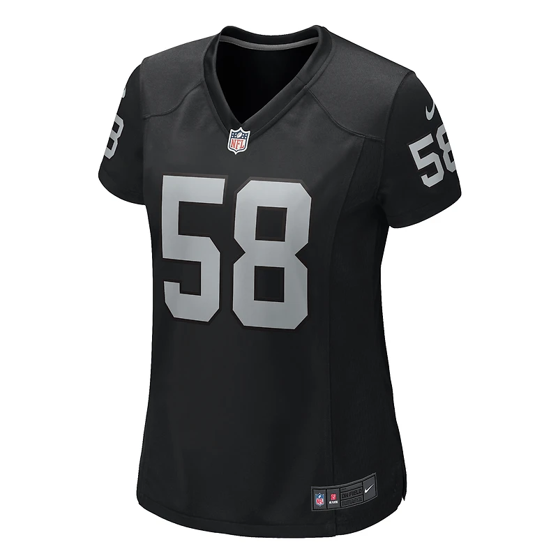 Maillot de match Nike Jackson Powers-Johnson noir pour femme des Las Vegas Raiders