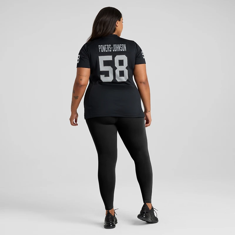 Maillot de match Nike Jackson Powers-Johnson noir pour femme des Las Vegas Raiders
