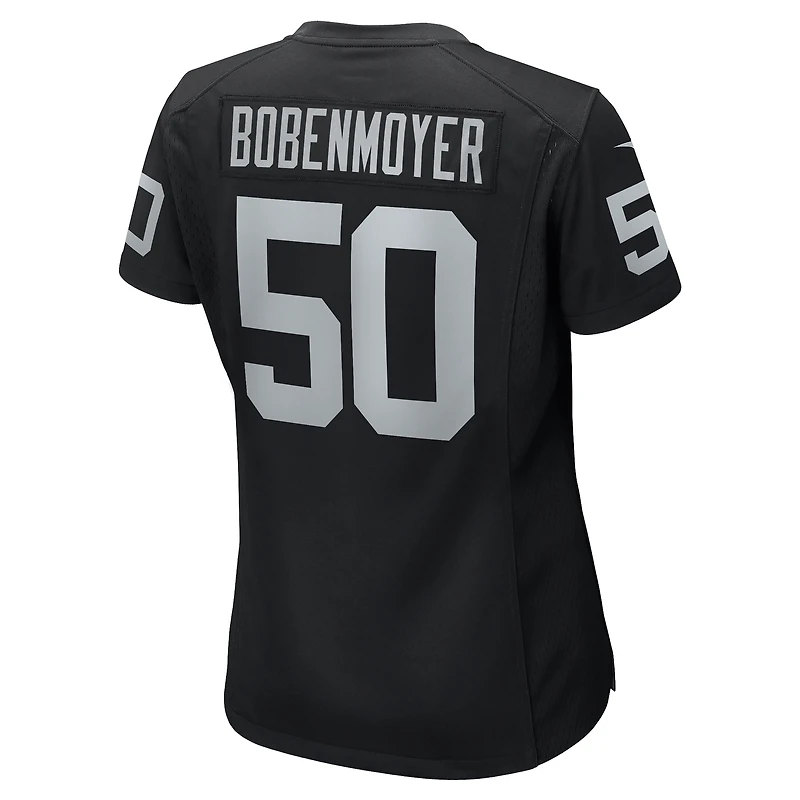 Maillot de joueur jeu Nike Jacob Bobenmoyer pour femmes, noir, Las Vegas Raiders