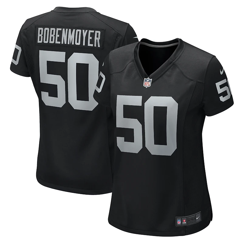 Maillot de joueur jeu Nike Jacob Bobenmoyer pour femmes, noir, Las Vegas Raiders
