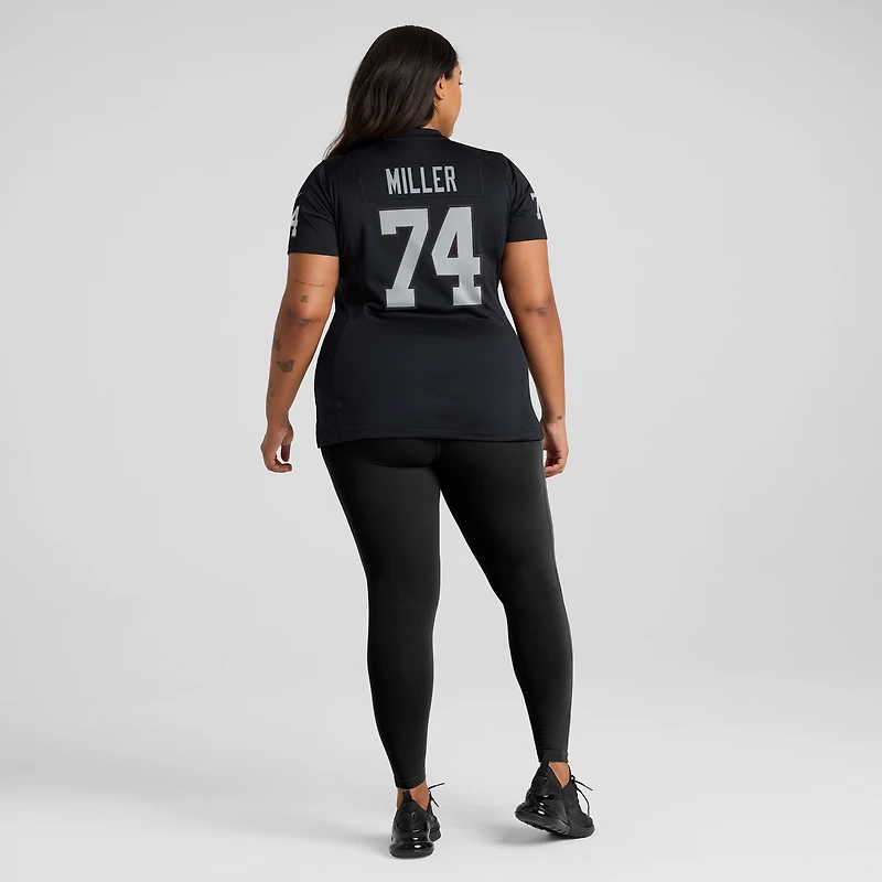 Maillot de match Nike Kolton Miller noir Las Vegas Raiders pour femme