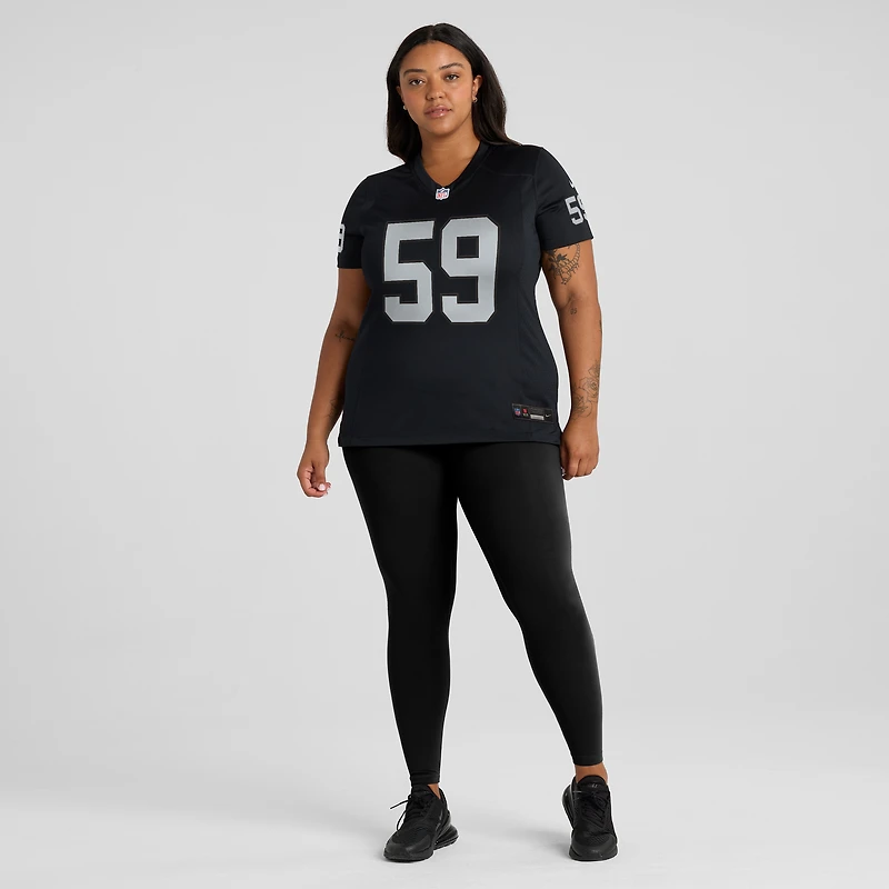 Maillot Nike Luke Masterson pour femme, noir, joueur de jeu des Las Vegas Raiders