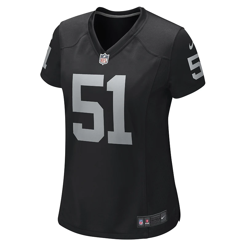Maillot de match Nike Malcolm Koonce pour femmes, noir, Las Vegas Raiders