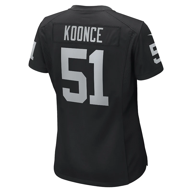 Maillot de match Nike Malcolm Koonce pour femmes, noir, Las Vegas Raiders