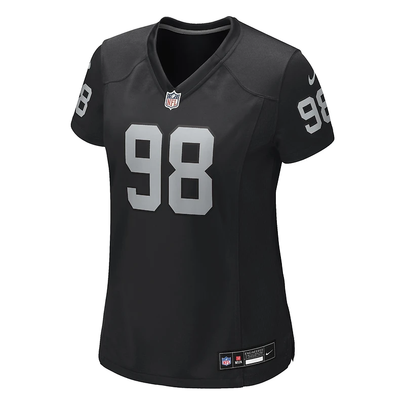 Maillot de match Nike Maxx Crosby pour femmes, blanc, Las Vegas Raiders