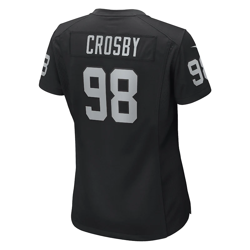 Maillot Nike Maxx Crosby pour femme, noir, Las Vegas Raiders