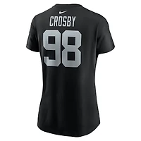 T-shirt Nike Maxx Crosby pour femme avec nom et numéro de joueur des Las Vegas Raiders noir