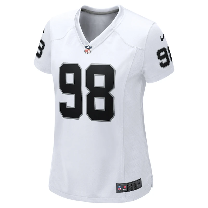Maillot de match Nike Maxx Crosby pour femmes, blanc, Las Vegas Raiders
