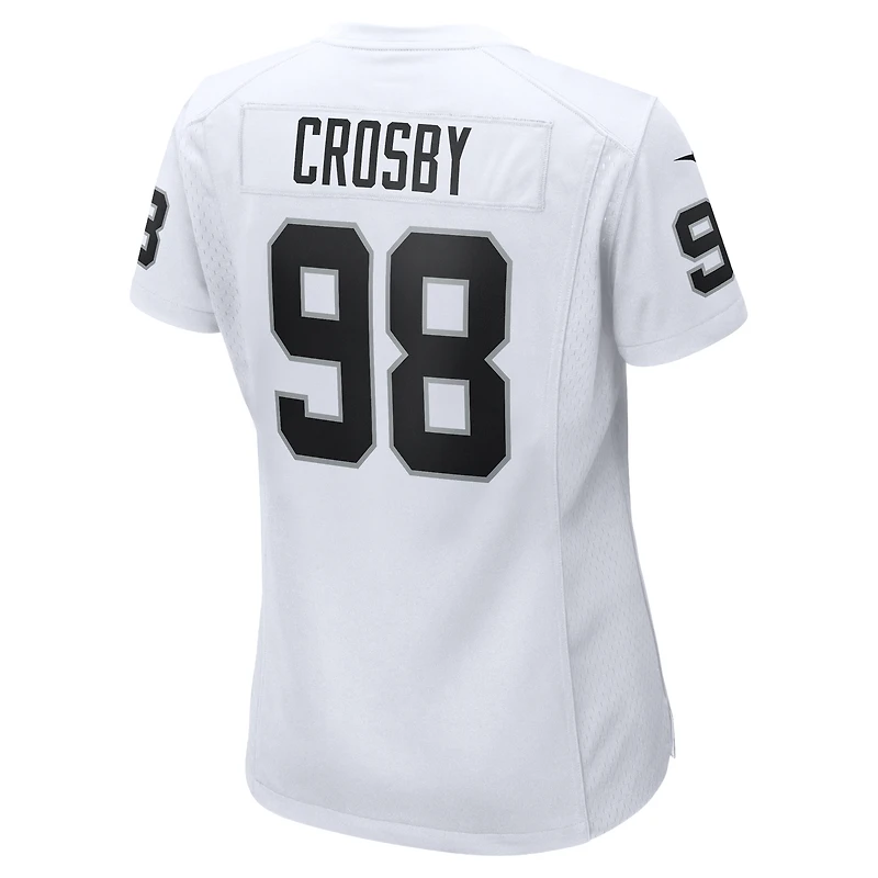 Maillot de match Nike Maxx Crosby pour femmes, blanc, Las Vegas Raiders